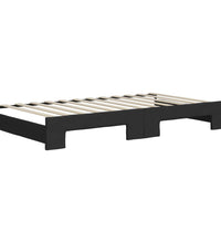 Tagesbett Ausziehbar mit Matratzen Schwarz 100x200 cm Stoff