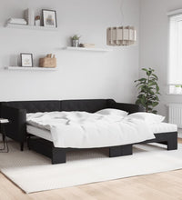 Tagesbett Ausziehbar mit Matratzen Schwarz 100x200 cm Stoff