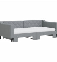 Tagesbett Ausziehbar mit Matratze Hellgrau 90x190 cm Stoff