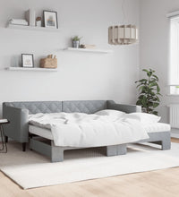 Tagesbett Ausziehbar mit Matratze Hellgrau 90x190 cm Stoff