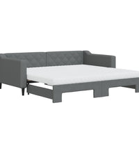 Tagesbett Ausziehbar mit Matratzen Dunkelgrau 90x190 cm Stoff