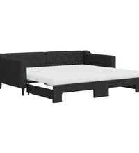 Tagesbett Ausziehbar mit Matratzen Schwarz 90x190 cm Stoff