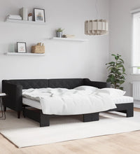 Tagesbett Ausziehbar mit Matratzen Schwarz 90x190 cm Stoff