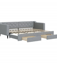 Tagesbett Ausziehbar mit Schubladen Hellgrau 80x200 cm Stoff