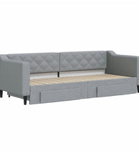 Tagesbett Ausziehbar mit Schubladen Hellgrau 80x200 cm Stoff