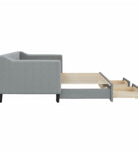Tagesbett Ausziehbar mit Schubladen Hellgrau 80x200 cm Stoff