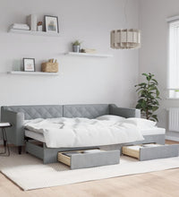 Tagesbett Ausziehbar mit Schubladen Hellgrau 80x200 cm Stoff