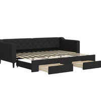 Tagesbett Ausziehbar mit Schubladen Schwarz 80x200 cm Stoff