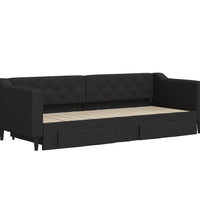 Tagesbett Ausziehbar mit Schubladen Schwarz 80x200 cm Stoff