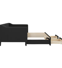 Tagesbett Ausziehbar mit Schubladen Schwarz 80x200 cm Stoff
