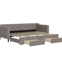 Tagesbett Ausziehbar mit Schubladen Taupe 80x200 cm Stoff