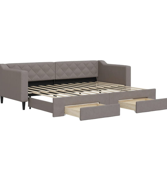 Tagesbett Ausziehbar mit Schubladen Taupe 80x200 cm Stoff