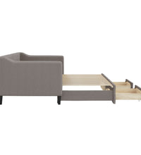 Tagesbett Ausziehbar mit Schubladen Taupe 80x200 cm Stoff