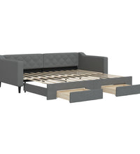 Tagesbett Ausziehbar mit Schubladen Dunkelgrau 90x200 cm Stoff