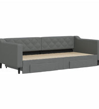 Tagesbett Ausziehbar mit Schubladen Dunkelgrau 90x200 cm Stoff