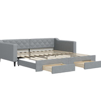 Tagesbett Ausziehbar mit Schubladen Hellgrau 100x200 cm Stoff