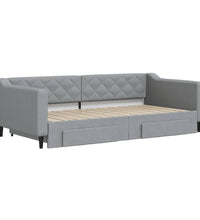 Tagesbett Ausziehbar mit Schubladen Hellgrau 100x200 cm Stoff