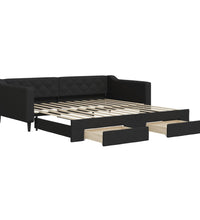 Tagesbett Ausziehbar mit Schubladen Schwarz 100x200 cm Stoff