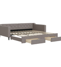 Tagesbett Ausziehbar mit Schubladen Taupe 100x200 cm Stoff