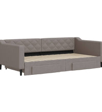 Tagesbett Ausziehbar mit Schubladen Taupe 100x200 cm Stoff