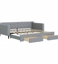 Tagesbett Ausziehbar mit Schubladen Hellgrau 90x190 cm Stoff