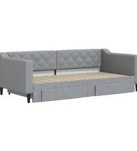Tagesbett Ausziehbar mit Schubladen Hellgrau 90x190 cm Stoff