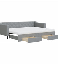 Tagesbett Ausziehbar mit Schubladen Hellgrau 80x200 cm Stoff