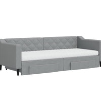 Tagesbett Ausziehbar mit Schubladen Hellgrau 80x200 cm Stoff
