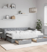 Tagesbett Ausziehbar mit Schubladen Hellgrau 80x200 cm Stoff