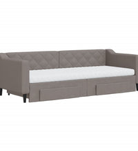 Tagesbett Ausziehbar mit Schubladen Taupe 80x200 cm Stoff