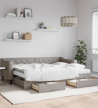 Tagesbett Ausziehbar mit Schubladen Taupe 80x200 cm Stoff