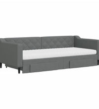 Tagesbett Ausziehbar mit Schubladen Dunkelgrau 90x200 cm Stoff