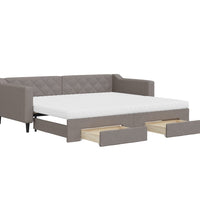 Tagesbett Ausziehbar mit Schubladen Taupe 90x200 cm Stoff