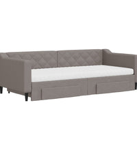 Tagesbett Ausziehbar mit Schubladen Taupe 90x200 cm Stoff