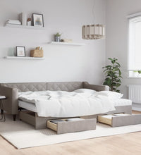 Tagesbett Ausziehbar mit Schubladen Taupe 90x200 cm Stoff