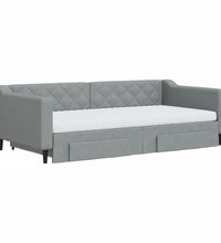 Tagesbett Ausziehbar mit Schubladen Hellgrau 100x200 cm Stoff
