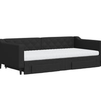 Tagesbett Ausziehbar mit Schubladen Schwarz 100x200 cm Stoff