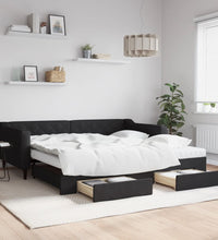 Tagesbett Ausziehbar mit Schubladen Schwarz 100x200 cm Stoff