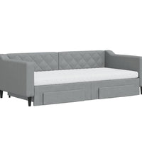 Tagesbett Ausziehbar mit Schubladen Hellgrau 90x190 cm Stoff