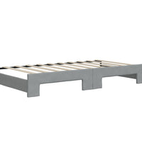 Tagesbett Ausziehbar mit Schubladen Hellgrau 90x190 cm Stoff