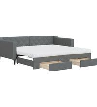 Tagesbett Ausziehbar mit Schubladen Dunkelgrau 90x190 cm Stoff