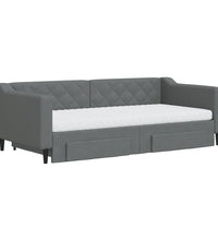 Tagesbett Ausziehbar mit Schubladen Dunkelgrau 90x190 cm Stoff