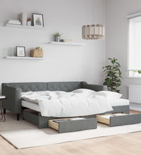 Tagesbett Ausziehbar mit Schubladen Dunkelgrau 90x190 cm Stoff