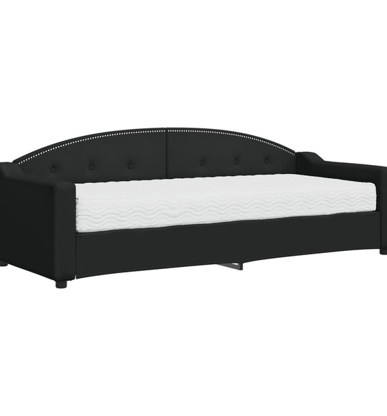Tagesbett mit Matratze Schwarz 80x200 cm Stoff