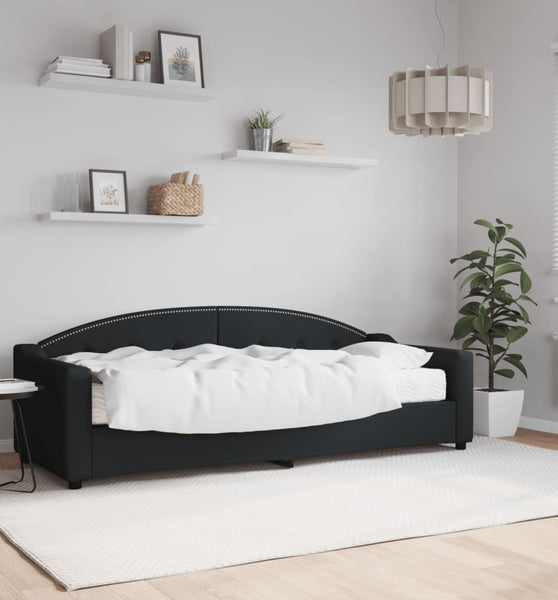Tagesbett mit Matratze Schwarz 80x200 cm Stoff