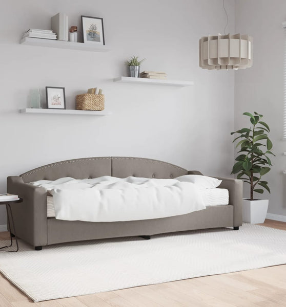 Tagesbett mit Matratze Taupe 80x200 cm Stoff