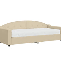 Tagesbett mit Matratze Creme 80x200 cm Stoff