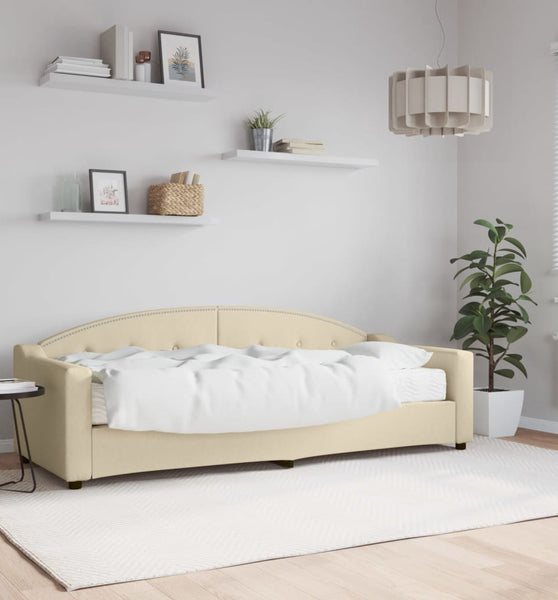 Tagesbett mit Matratze Creme 80x200 cm Stoff