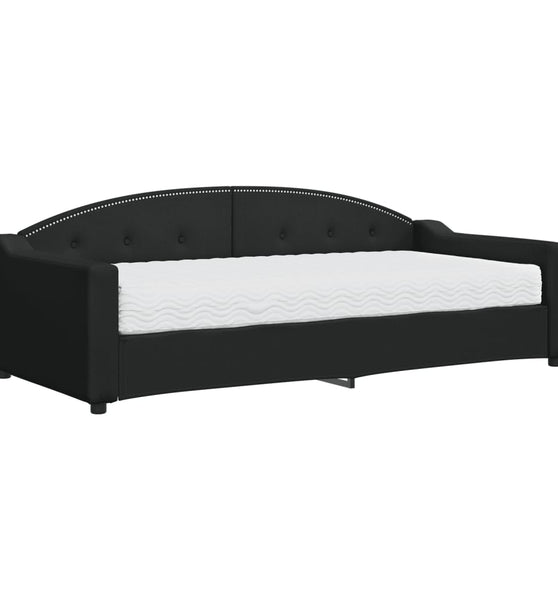 Tagesbett mit Matratze Schwarz 90x200 cm Stoff