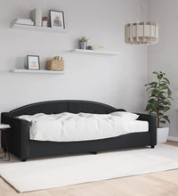 Tagesbett mit Matratze Schwarz 90x200 cm Stoff